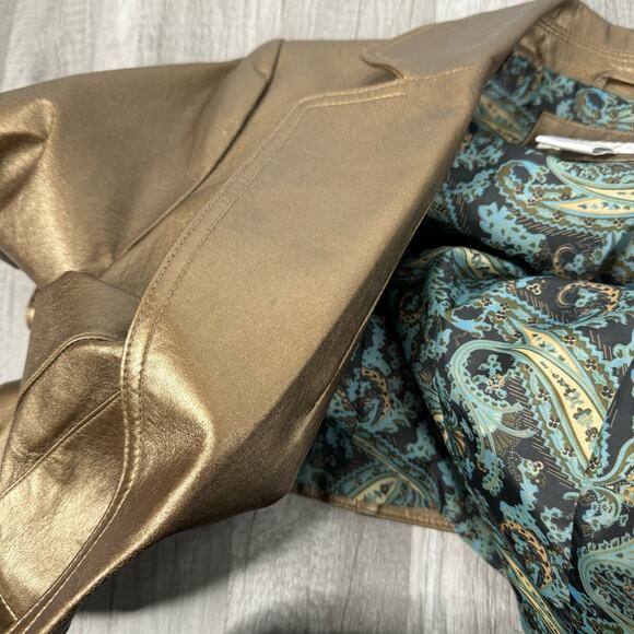 Bronze Metallic Leather Blazer Jacket One Button Size Medium - Picture 12 of 12